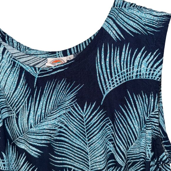 Hawaiian Beach Womens Sleeveless Palm Leaf Print Top L - Picture 5 of 5